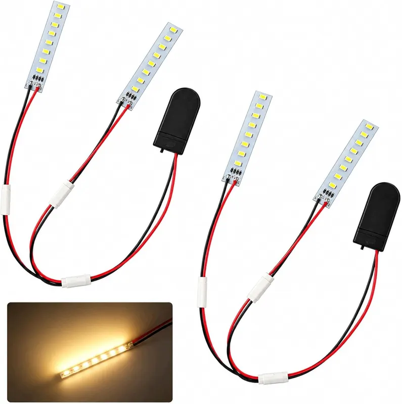 Miniaturowa taśma LED 2 szt. ciepła biel do domku dla lalek 75 mm