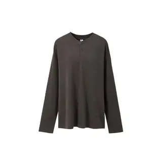 Old Money Style Wool Air‑Padded Long‑Sleeve Outfit 2026 Autumn Premiere Retro Solid‑Tone Henley Neck Shirt Unisex Everyday