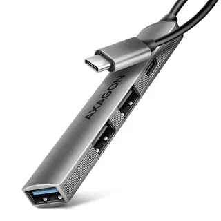 AXAGON HUE-STC Hub USB-C ALU STRIP 4-portowy, 1x USB-A 5Gbps, 2x USB-A 2.0, 1x USB-C 2.0, kabel 12 cm
