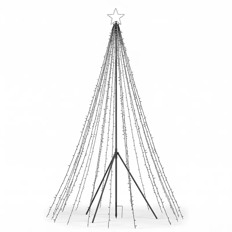 Choinka z gwiazdą, ogrodowa LED 400 cm dekoracja świąteczna 2000 LED 8 trybów świecenia, ciepła biała
