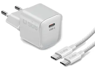 Ładowarka sieciowa z kablem SBS 40W GaN 1x USB-C + kabel 1.5m Biały