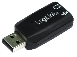 LogiLink Adapter USB, USB-A/M to 2x 3.5 mm/F, virtual 5.1 surround sound, czarny