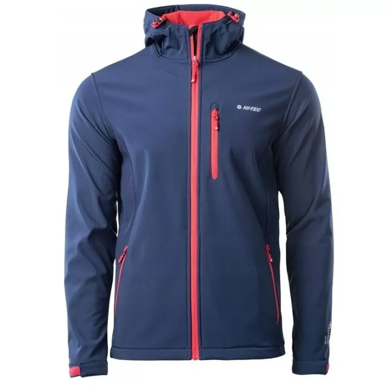 Kurtka męska Softshell Hi-Tec Caen - granatowo-pomarańczowa, Rozmiar XL