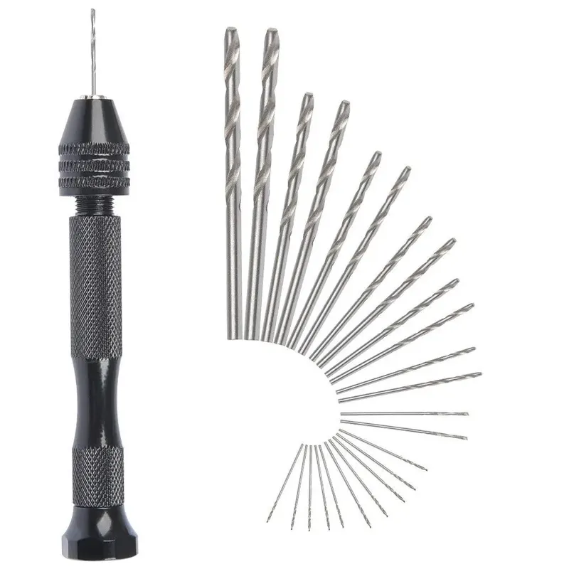 MINI WIERTARKA RĘCZNA TWIST + 25 WIERTEŁ SPIRALNYCH ZESTAW
