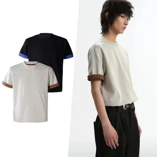 short sleeve tee t-shirt for men round neck short sleeved contrasting light vintage style basic short sleeved Korean reviews
