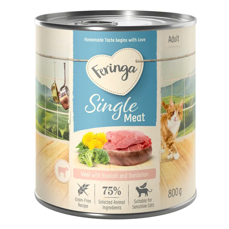 Feringa Single Meat Menu, 6 x 800 g - Cielęcina z brokułem i mniszkiem lekarskim