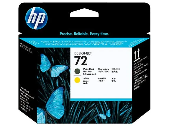 Głowica drukująca HP 72 DesignJet: czarny matowy i żółty