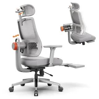 NOWOŚĆTRAL MagicH-BPro Ergonomiczne krzesło z podnóżkiem, szare
