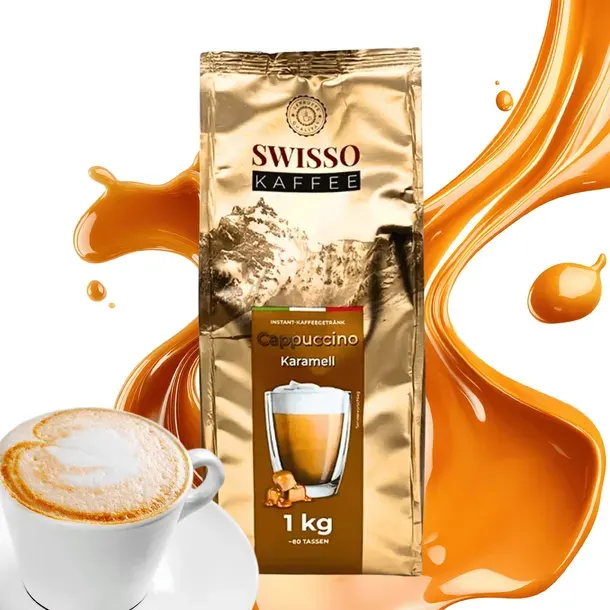 Kawa Cappuccino Caramel smak karmelowy Swisso Kaffe wysoka jakość 1kg