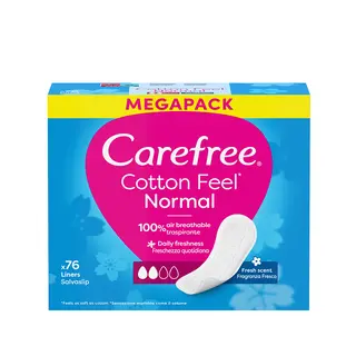 Carefree Cotton Feel Normal Wkładki Higieniczne Fresh 76 Sztuk