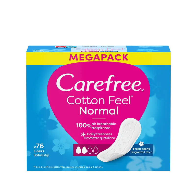 Carefree Cotton Feel Normal Wkładki Higieniczne Fresh 76 Sztuk