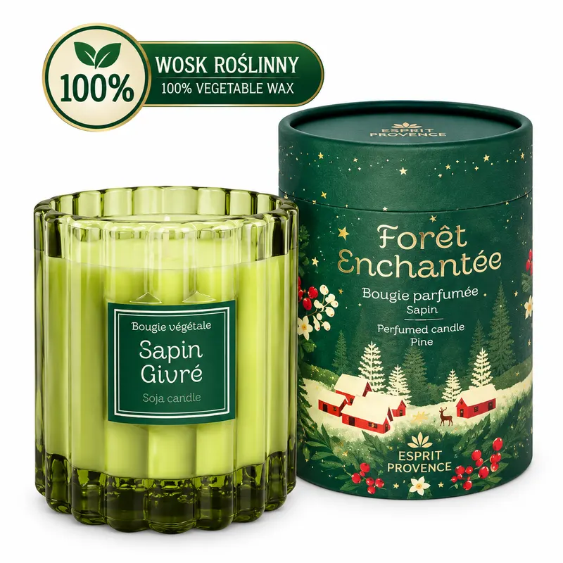 Esprit Provence Mroźna Jodła (Sapin Givré) - świeca sojowa w świątecznym opakowaniu 190 g