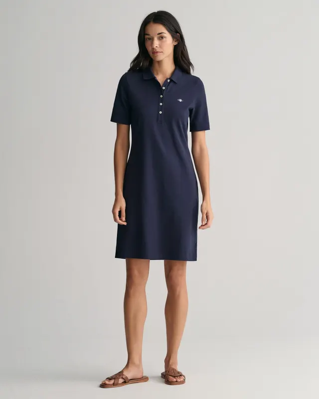 Gant Bawełniana Sukienka Damska Z Nadrukiem Slim Fit Granatowa