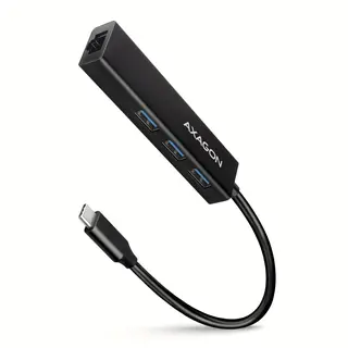 AXAGON HMC-GL3A Wieloportowy hub USB-C 4w1, 5Gbps, 3x USB-A, LAN 1Gbps, aluminiowy, kabel 20 cm