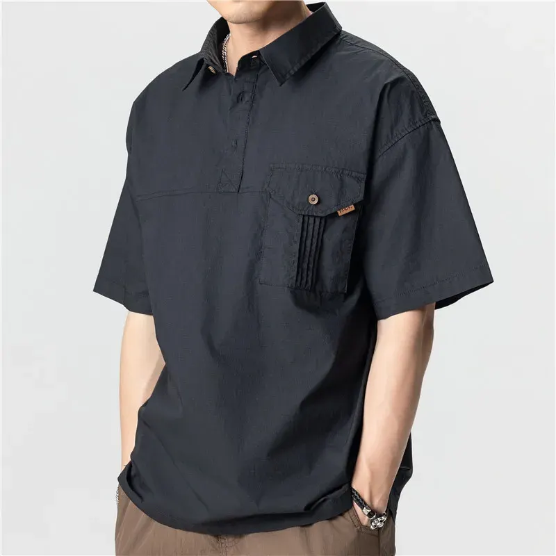 Summer new men's American POLO shirt T short-sleeved T-shirt loose lapel half-sleeved top