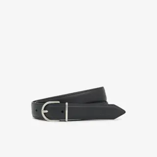 Lacoste Gładki Skórzany Pasek Crocodelle Czarny