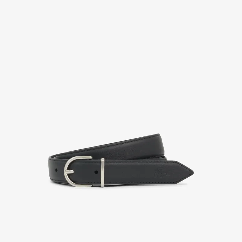 Lacoste Gładki Skórzany Pasek Crocodelle Czarny