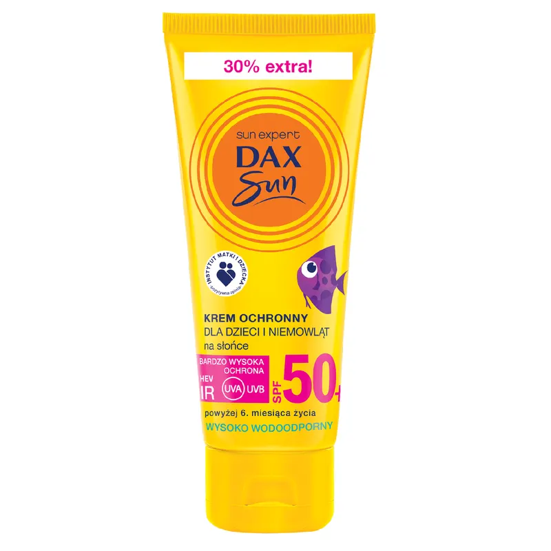 Dax Sun krem ochronny dla dzieci i niemowląt SPF 50+ z D-pantenolem, gliceryną i mleczkiem owsianym 75 ml