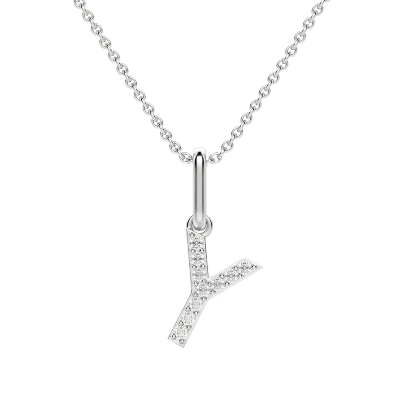 Wisiorek Litera "Y" Laboratoryjny Diament 585 Białe Złoto (14K)