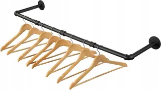 Wieszak na ubrania ścienny 100 cm czarny drążek metalowy do przedpokoju