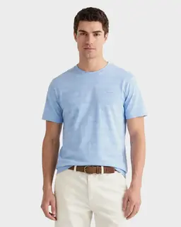 Gant Bawełniany T-Shirt Męski W Paski Regular Fit Niebieski