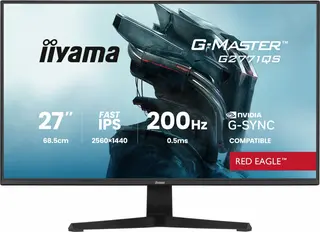 IIYAMA Monitor 27 cali G2771QS-B1 QHD,Fast IPS,DP,2xHDMI,200Hz, 350cd,Adaptive G-SYNC - 2560 x 1440 @48-200Hz DisplayPort Only