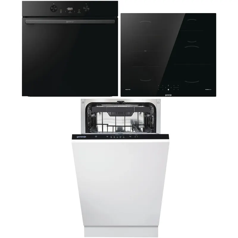 Zestaw AGD do zabudowy Gorenje Piekarnik elektryczny z funkcją pary BOS6737E05DBG + Płyta indukcyjna GI621FMC + Zmywarka Black Line GV520E11