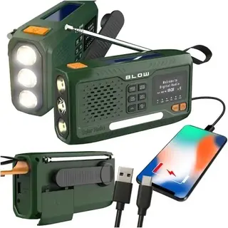 Radio survivalowe korbka solarne, Powerbank 4500 mAh FM/DAB BLOW RA19