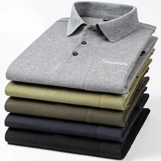 Fashion korean popular polos 100%cotton long-sleeve shirts for men slim fit casual plain shirt elegants designer office clothes