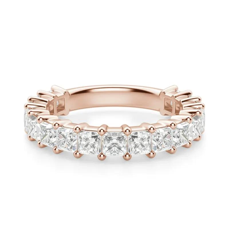 Obrączka Ślubna Half Eternity Księżniczka 2.75 mm Laboratoryjny Diament 585 Różowe Złoto (14K)