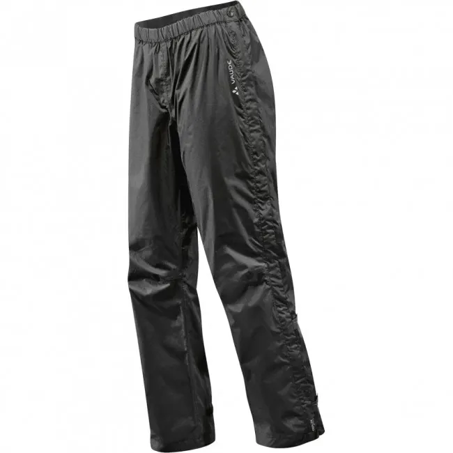 Vaude Men's Fluid Full-zip Pants II S/S, spodnie przeciwdeszczowe, męskie, czarne