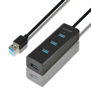 AXAGON HUE-S2BL Hub USB-A 4-portowy, 5Gbps, ładowanie BC 1.2 do 2A, opcjonalne zasilanie micro USB, kabel 1,2 m