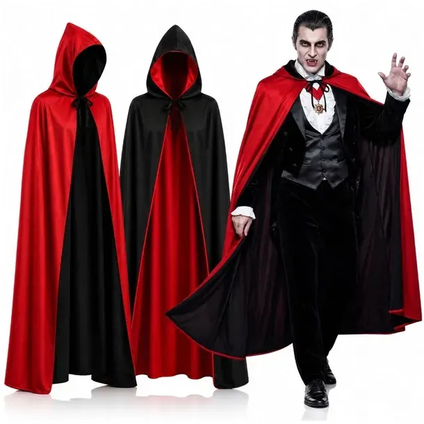 Strój Przebranie Kostium Halloween Peleryna Dwustronna Wampira Drakula 175