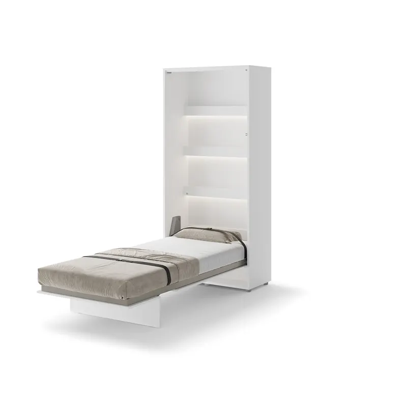 Półkotapczan pionowy BC-03 Bed Concept | 90x200 cm | Biały Połysk | składany | funkcjonalny | oszczędność przestrzeni