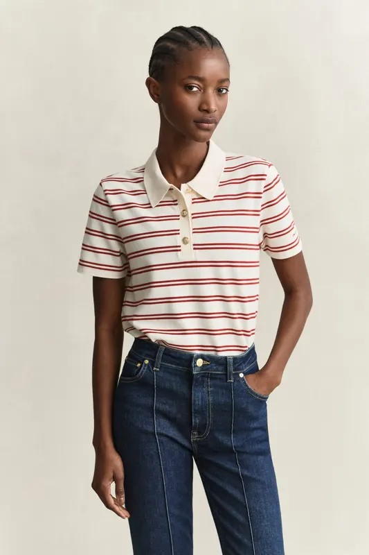 Gant Koszulka Polo Damska W Paski Regular Fit