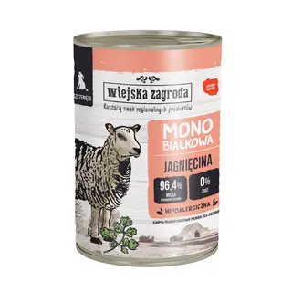 WIEJSKA ZAGRODA Szczenięta Mono Jagnięcina - mokra karma dla psa - 400g