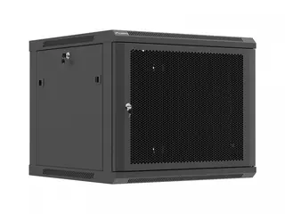 Lanberg Szafa instalacyjna rack wisząca 19 cali 9U 600x600 czarna drzwi perforownae ( flat pack)