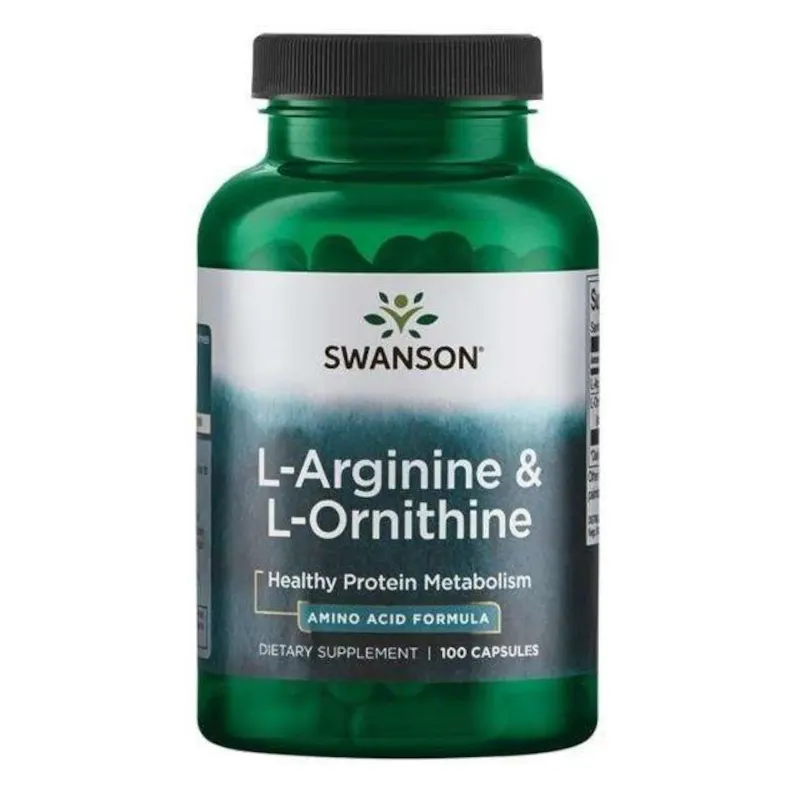 Aminokwasy Arginina + Ornityna Swanson L-Arginine & L-Ornithine 100kaps