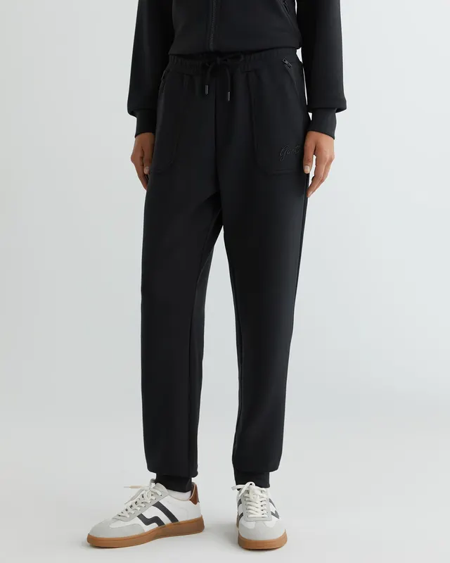 Gant Spodnie Dresowe Damskie Z Nadrukiem Regular Fit Czarne