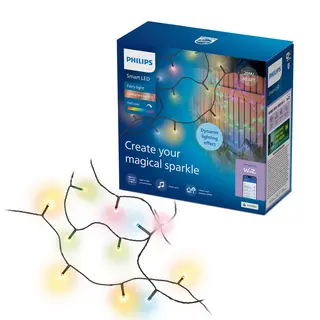 Lampki Choinkowe LED Zewnętrzne Wewnętrzne PHILIPS SMART 20m 15W 160LED IP44 RGBIC Gradient, Inteligentne, Kolorowe, Fairy String Light, WiFi, Bluet..