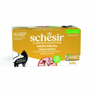 Schesir Complete Nutrition, filet w galarecie, 6 x 50 g w puszce - Tuńczyk z kurczakiem