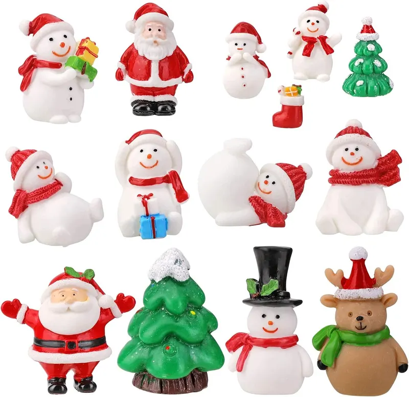 Mini figurki świąteczne z żywicy 14 szt. dekoracja bożonarodzeniowa