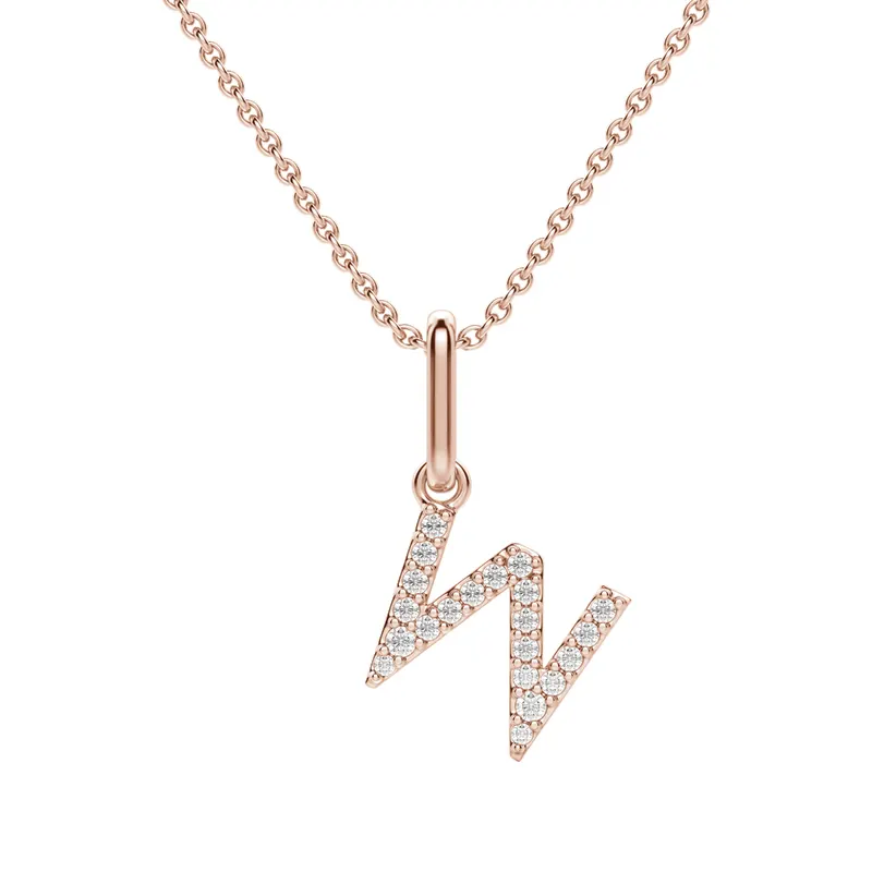 Wisiorek Litera "W" Laboratoryjny Diament 585 Różowe Złoto (14K)