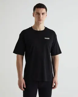 Gant Bawełniany T-Shirt Męski Z Nadrukiem Okrągły Kołnierzyk Regular Fit