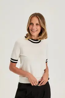 Sweter z krótkim rękawem biały