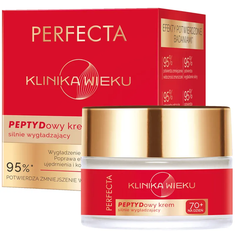 Perfecta Klinika Wieku Peptydowy krem wygładzający na dzień 70+ z witaminą C i czerwoną algą 50 ml
