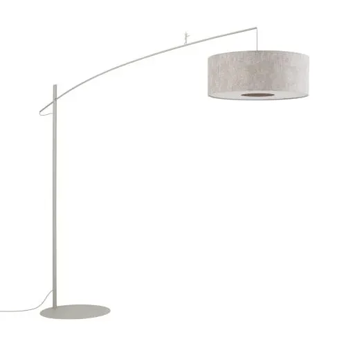 Lampa podłogowa POISE B 11685 Nowodvorski beżowa nowoczesna z tkaninowym abażurem i stalową podstawą w stylu loftowym