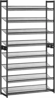 REGAŁ szafka stojak NA BUTY 92,51x163,6x30,71 cm 8 POZIOMÓW metalowy CZARNY