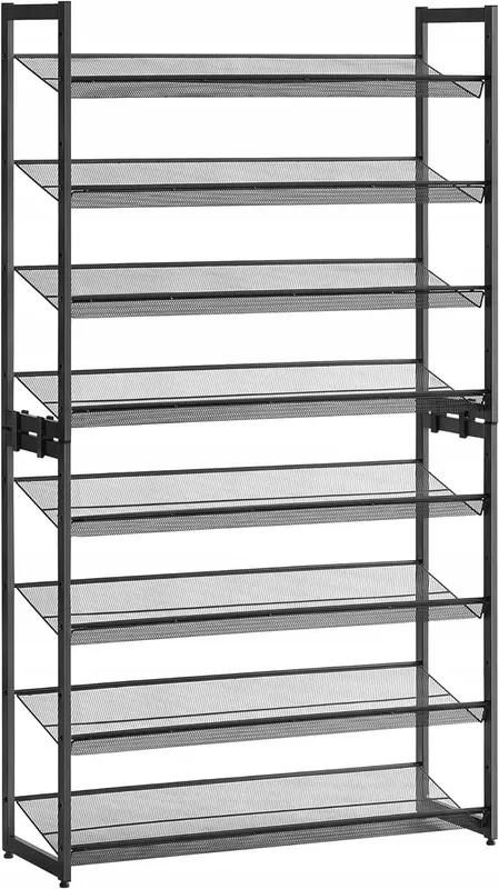 REGAŁ szafka stojak NA BUTY 92,51x163,6x30,71 cm 8 POZIOMÓW metalowy CZARNY