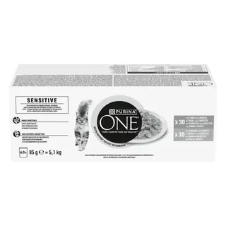 Pakiet mieszany PURINA ONE Sensitive Adult, 60 x 85 g - 120 x 85 g